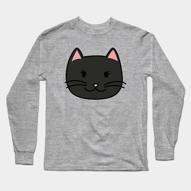 Cute Black Cat Doodle Long Sleeve T-Shirt by mahchan